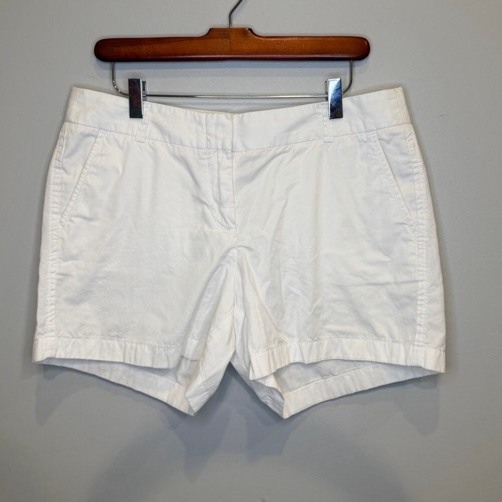 J.Crew Broken-In Chino Shorts White 100% Cotton Mid Rise Womens Size 10